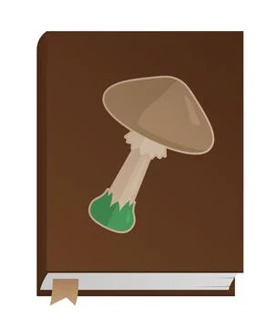 Vector flat brown book with stylized mushroom Stock Illustration