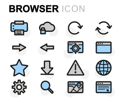 Vector flat browser icons set Stockillustratie