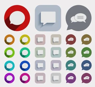 Vector flat bubble speech icons set. Stock Illustration