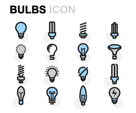 Vector flat bulbs icons set Stock Illustration