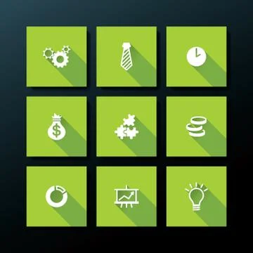 Vector flat business icon set Stock Illustration