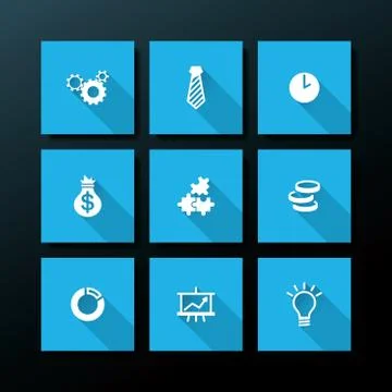 Vector flat business icon set Stock Illustration