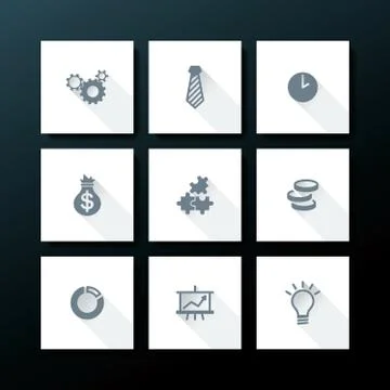 Vector flat business icon set Stock Illustration