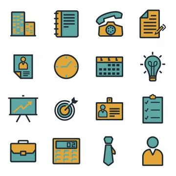 Vector flat business icons set Illustrazione stock