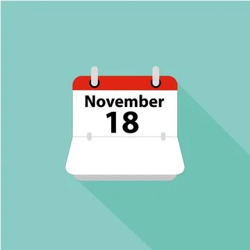 Vector Flat Calendar Icon design. Business design. 18 november date icon Stock Illustration