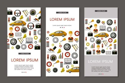 Vector flat car service icons pattern poster イラスト素材