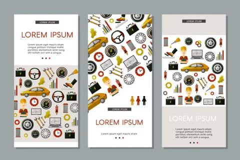 Vector flat car service icons pattern poster Stock Illustration