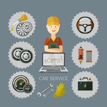 Vector flat car service infographic poster Stock Illustration