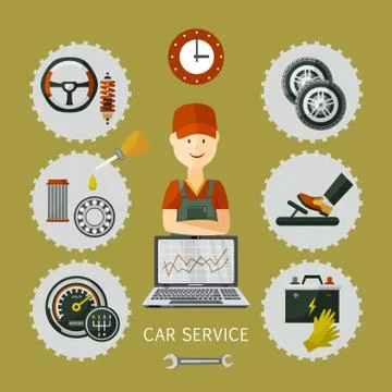 Vector flat car service infographic poster Stock Illustration
