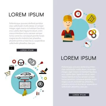 Vector flat car service infographic poster set Stock Illustration