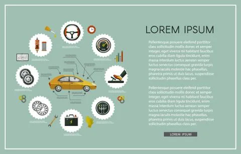 Vector flat car service infographic poster set Stock Illustration
