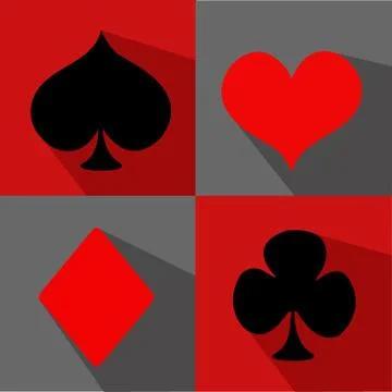 Vector flat card suit icon set Stock Illustration