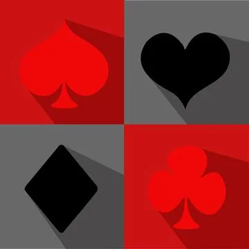 Vector flat card suit icon set Stock Illustration