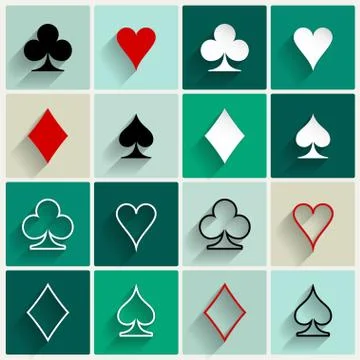 Vector flat card suit icons Stock Illustration