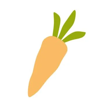 Vector Flat Carrot isolated on white background. Cartoon Orange vegetable, Sp Stock Illustration