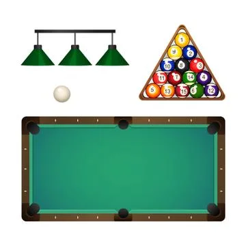 Vector flat cartoon billiard objects set Stockillustratie