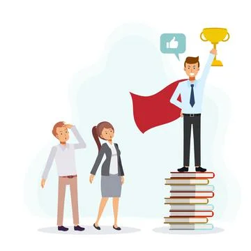 Vector flat cartoon character illustration of Businessman is standing on the  Stock Illustration