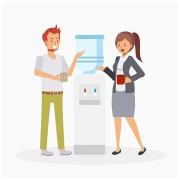 Vector Flat Cartoon Character Illustration of Office Colleagues Talking To Ea Stock Illustration