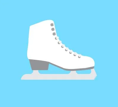 Vector flat cartoon classic white ice skate Stock Illustration