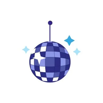 Vector flat cartoon disco ball with stars Illustrazione stock