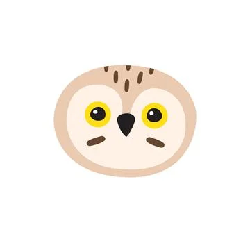 Vector flat cartoon doodle owl face Stock Illustration