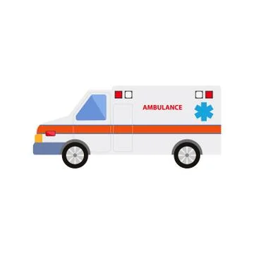 Vector flat cartoon emergency ambulance car 스톡 일러스트
