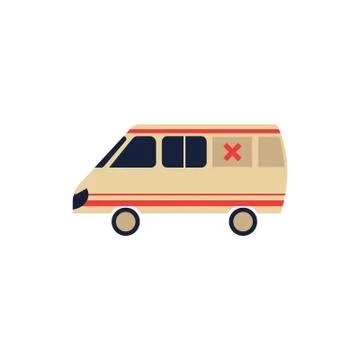 Vector flat cartoon emergency ambulance car Stock Illustration
