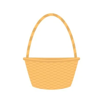 Vector flat cartoon empty straw wicker basket Stock Illustration