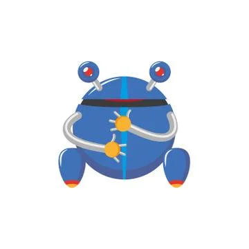 Vector flat cartoon funny male boy robot Illustrazione stock
