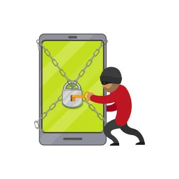 Vector flat cartoon hacher data attack concept 스톡 일러스트