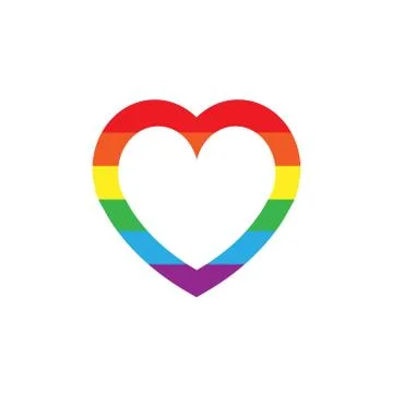 Vector flat cartoon lgbt rainbow flag heart frame Stock Illustration