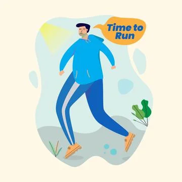 Vector flat cartoon man jogging, perfect for illustration and animation Illustrazione stock