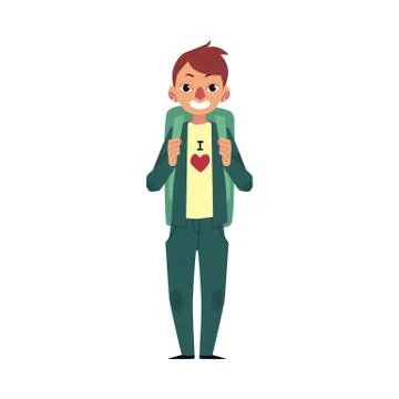 Vector flat cartoon man tourist smiling イラスト素材