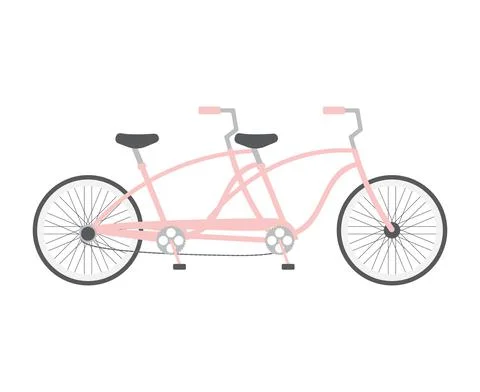 Vector flat cartoon pink double pair bicycle Stock Illustration
