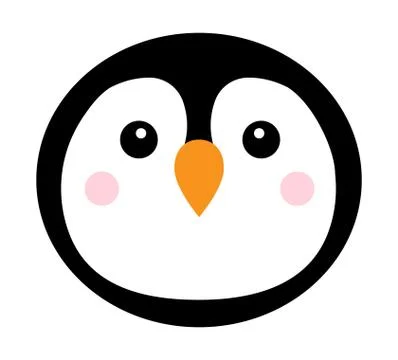 Vector flat cartoon round penguin face Stock Illustration