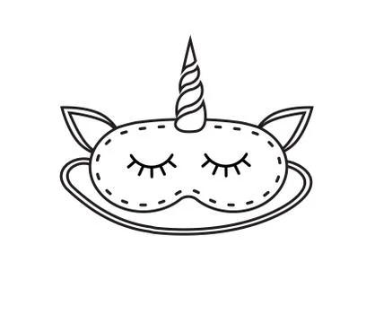 Vector flat cartoon unicorn sleeping mask Stock Illustration