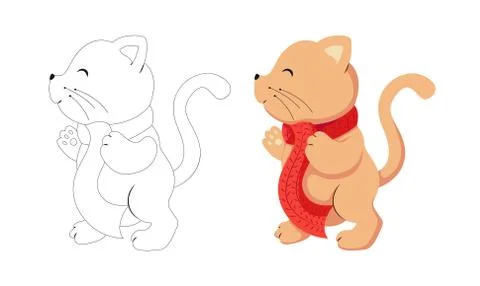 Vector flat cat animal illustration for Christmas and new year symbol element イラスト素材