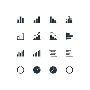 Vector flat chart diagram icon set illustration. Stock Illustration