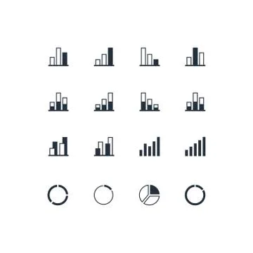 Vector flat chart diagram icon set illustration. Stock Illustration
