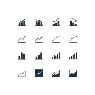 Vector flat chart diagram icon set illustration. Stock Illustration