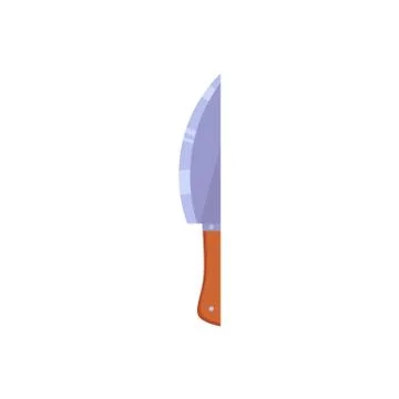 Vector flat chef steel metal knife wooden handle Illustration