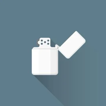 Vector flat chromed petrol lighter illustration icon. Stock Illustration