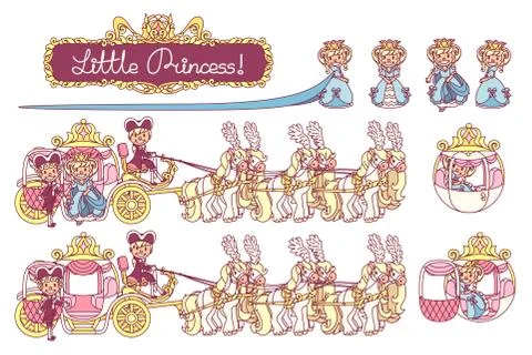 Vector flat Cinderella carriage Stock Illustration