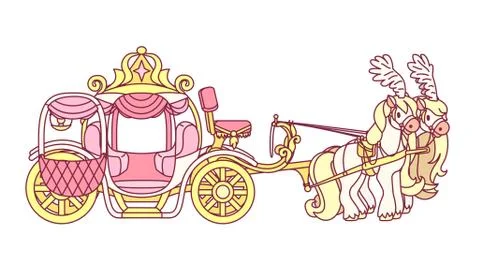 Vector flat Cinderella carriage Stock Illustration