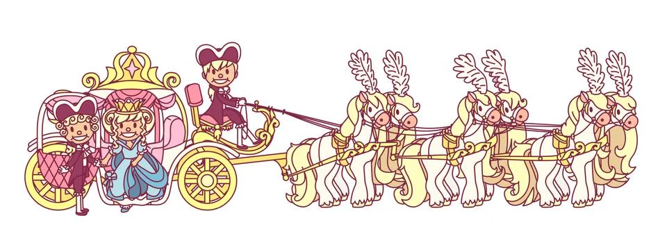 Vector flat Cinderella carriage Illustrazione stock