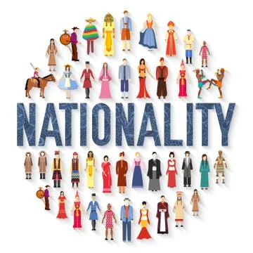 Vector flat circle nationality concept illustration concept set. People Stock Illustration