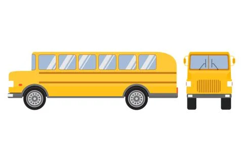 Vector flat city and school bus modern and retro old vintage. イラスト素材
