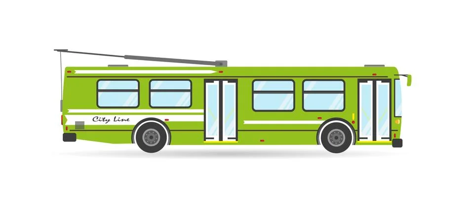 Vector flat city transit eco trolleybus public transport  vehicle Stock Illustration