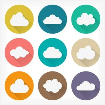 Vector flat clouds icons set. Material design. イラスト素材