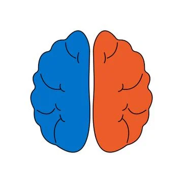 Vector flat color line brain icon Stock Illustration